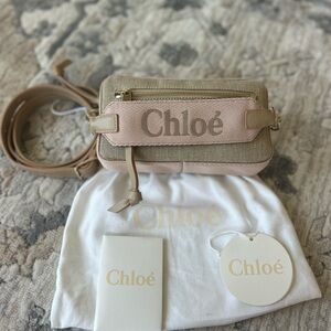 Chloe Woody Convertible Belt Bag Canvas with Leather